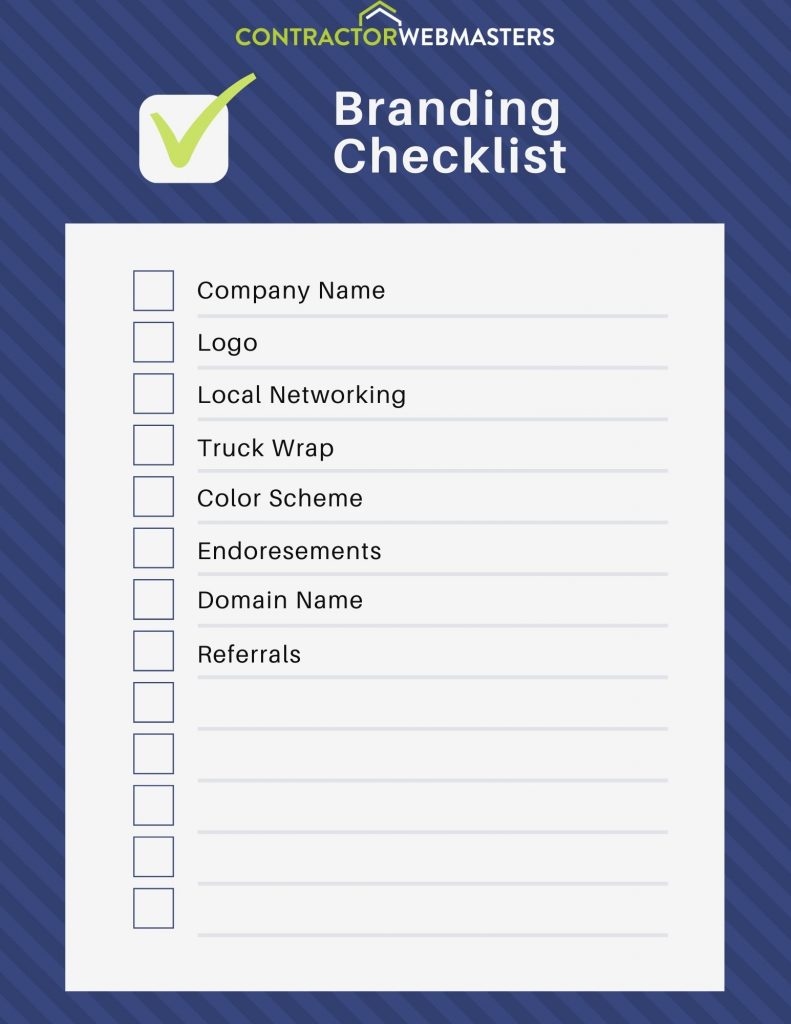 Checklist Graphic for Contractor Branding, Showing List of Items