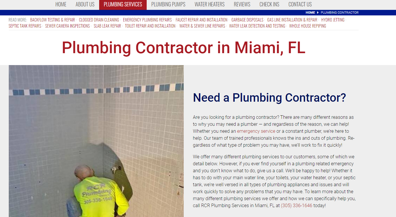 Content for Plumbing Website
