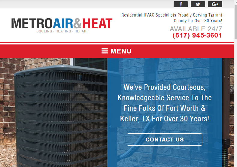 An HVAC Company's Homepage