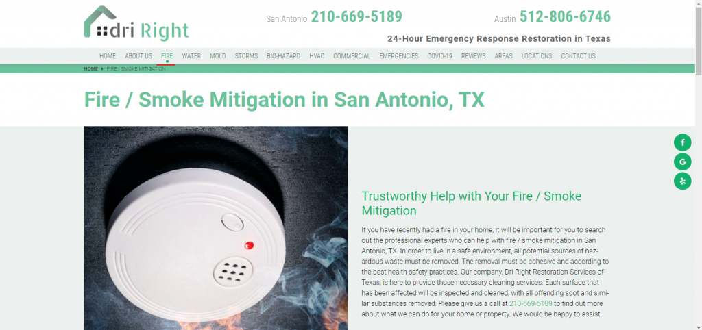 Screenshot of Custom Website for Fire Restoration Company