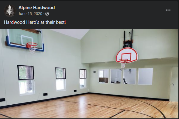 Screenshot of Facebook Post From Flooring Company Basketball Hardwood Job