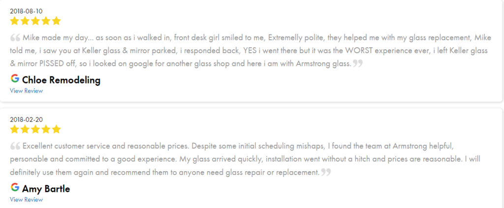 Glass Repair Reviews