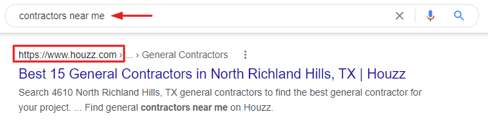 Houzz SERP Result