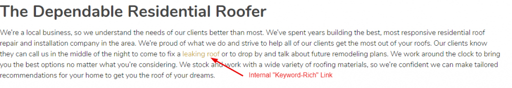 Internal Link Example for Roofers