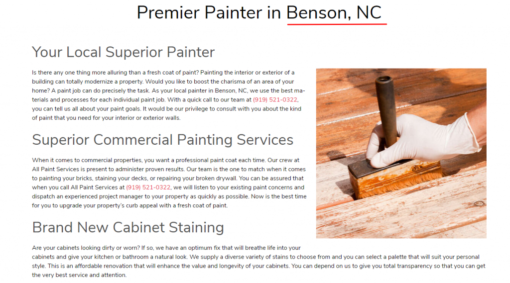 Painter Local Landing Page Screenshot