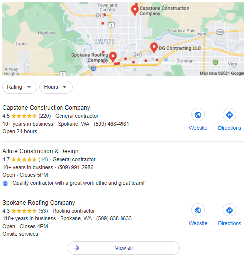 Spokane Contractor Maps Results
