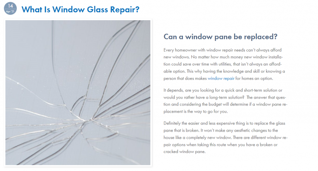 Screenshot of Blog Post from Window and Door Webstie